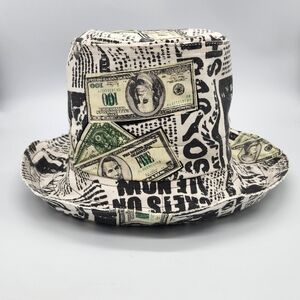 Iconic Designer Top Hat Upcycled Denim Dollar Boyfriend Hand distressing